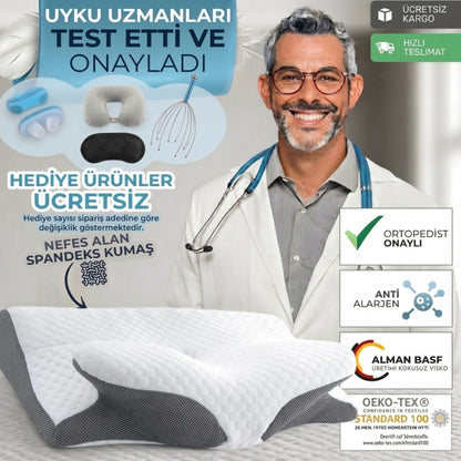 Visiora™ Premium Ortopedik Boyun ve Omurga Destekli Uyku Yastığı