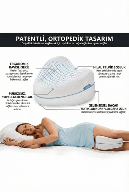 Visiora™ Comfortly Visco Bacak Arası Uyku Yastığı Versiyon 1 (Beyaz)