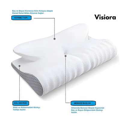 Visiora™ Premium Ortopedik Boyun ve Omurga Destekli Uyku Yastığı