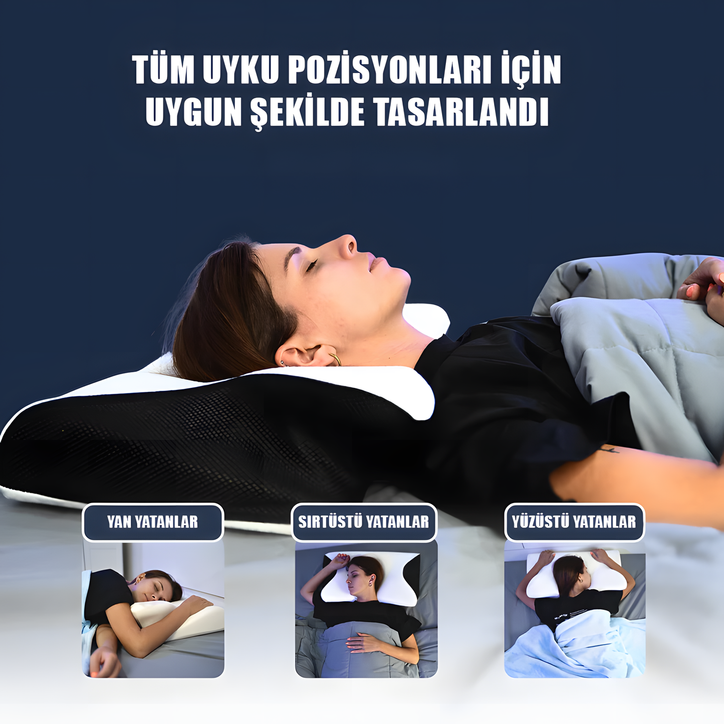 Visiora™ Premium Ortopedik Boyun ve Omurga Destekli Uyku Yastığı