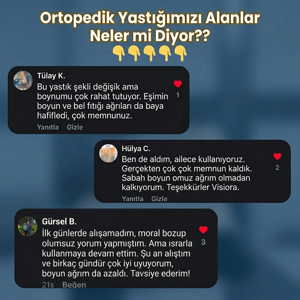 Visiora™ Premium Ortopedik Boyun ve Omurga Destekli Uyku Yastığı