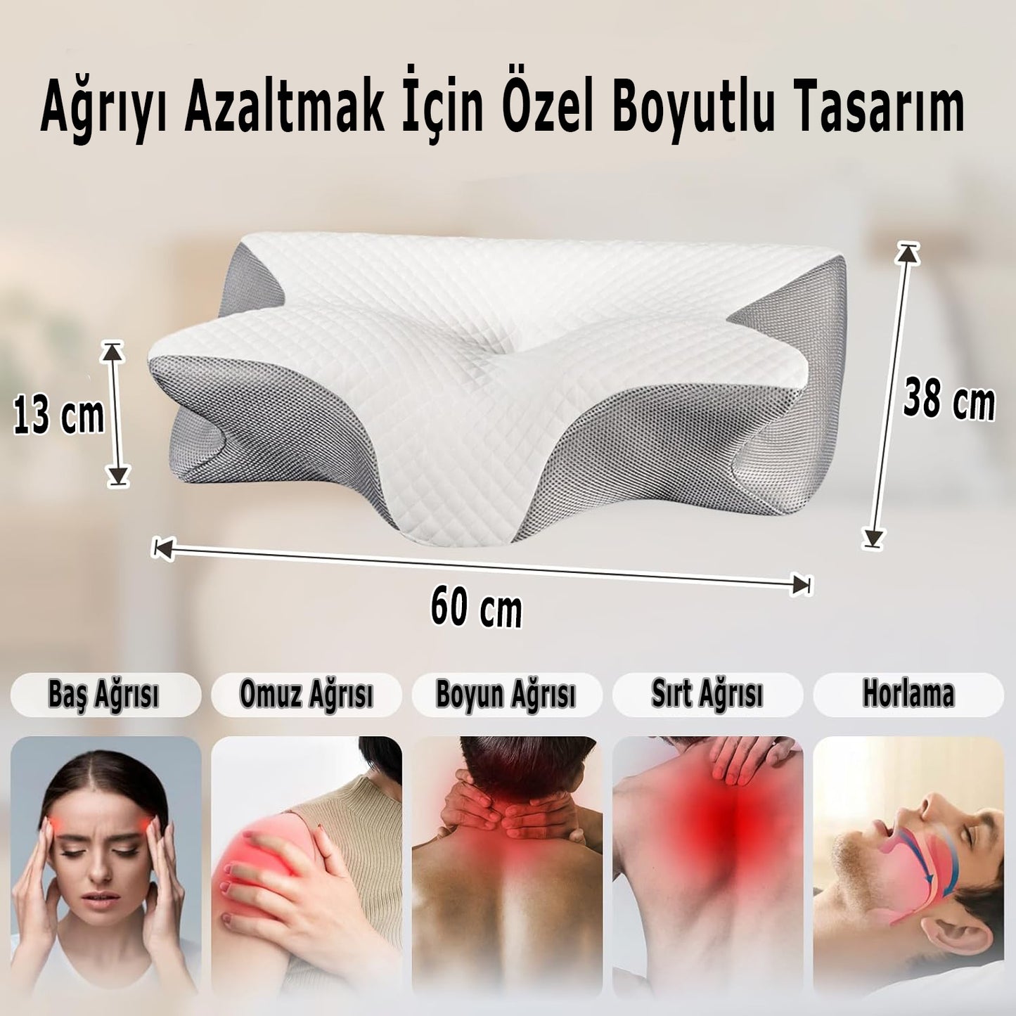 Visiora™ Premium Ortopedik Boyun ve Omurga Destekli Uyku Yastığı